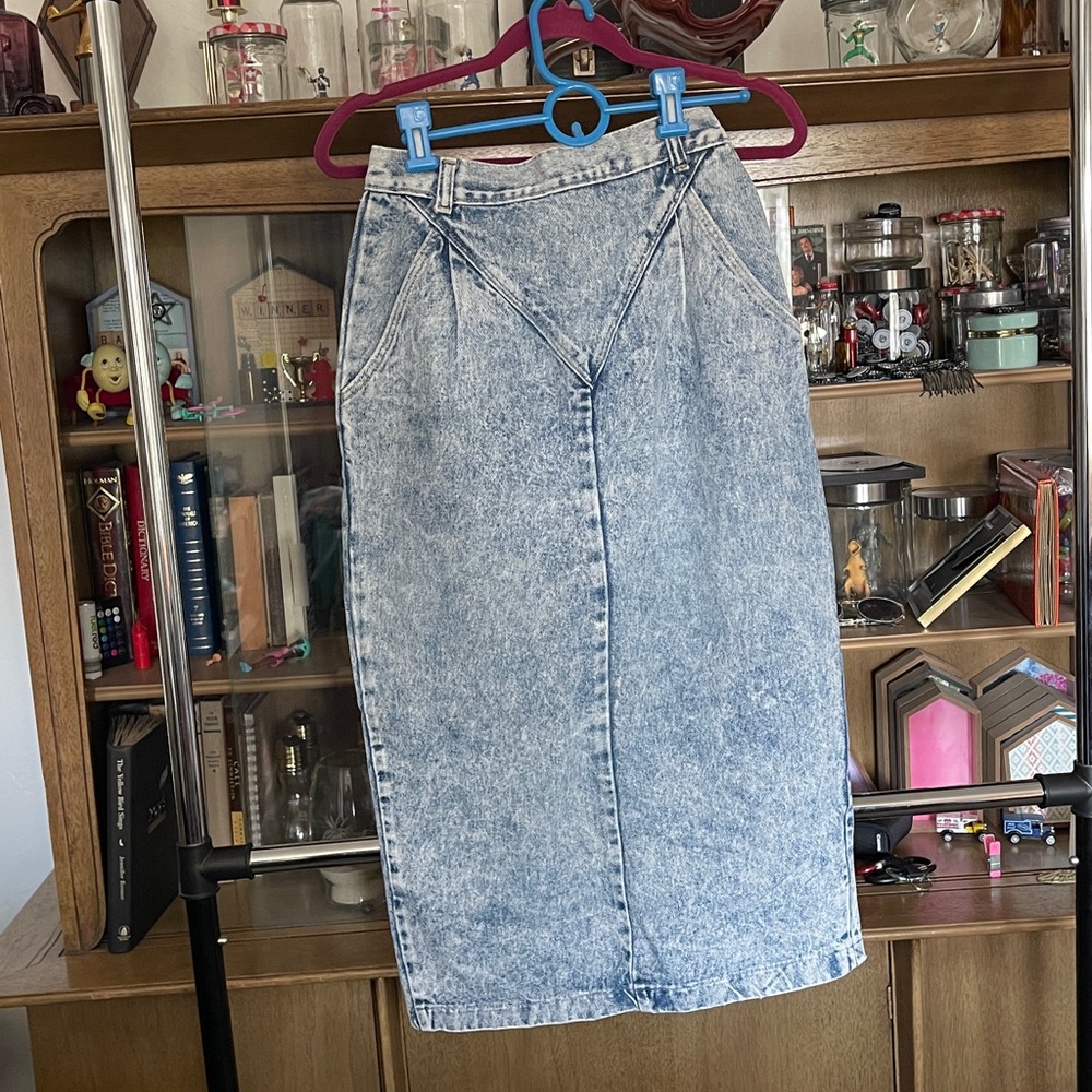 Vintage 80s American Profile Denim Skirt (Size 8)